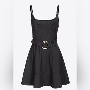 PINKO Strappy mini dress with piercing belt in black. Size 50(IT) ~16 US
